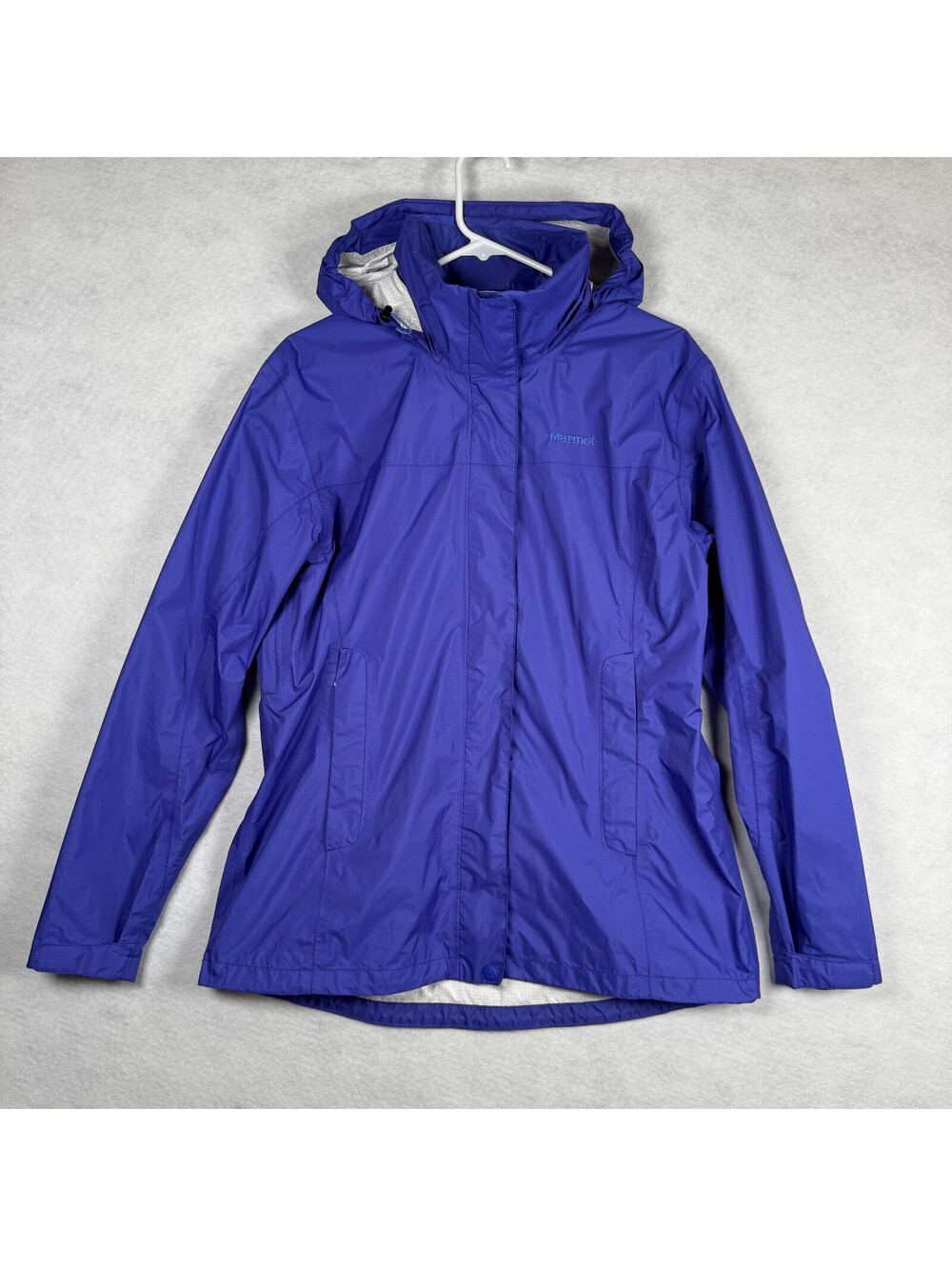 Marmot PreCip Women's Lightweight Waterproof Rain Jacket L/G Purple Hooded Coat